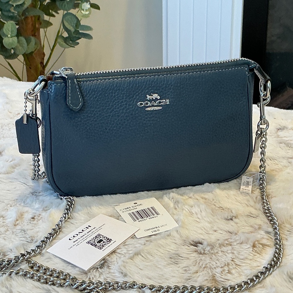 New Leather Coach Nolita 19 Bag With Coach Silver Shoulder Chain Strap